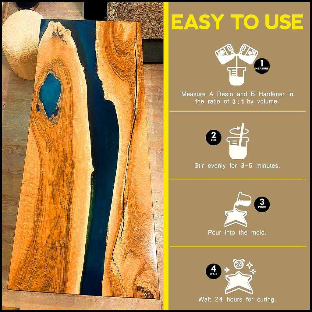 AAURACEMI Art Resin Epoxy Kit (Ultra Crystal Clear) – 3:1 Mix Ratio | 1200g (900g Resin + 300g Hardener) | High Gloss, Bubble-Free, Non-Yellowing for Resin Art, Table Tops & Jewelry Casting.